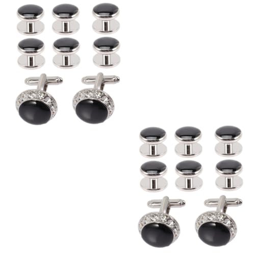 Healvian 2 Sätze Rhinestone Manschettenknöpfe Teiliges Zubehör Für Anzüge Besondere Anlässe Stilvolle Cufflinks Für Männer Für Hochzeiten Valentinstag 8 Stücke * 2 von Healvian