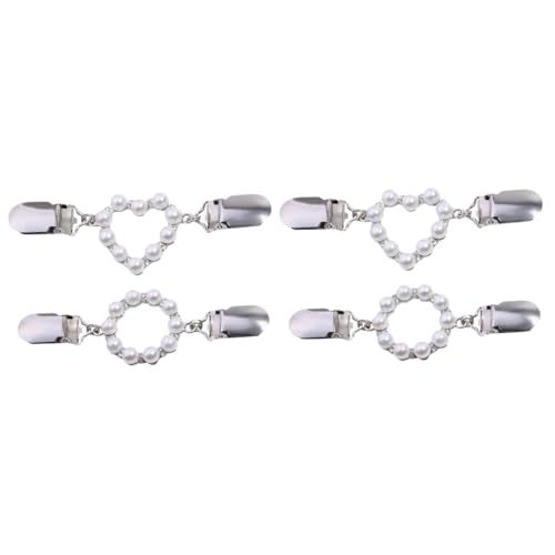 Healvian 2 Sätze Strass Schalschnalle Damen Brosche Perlen Schalnadel Strass Kleiderclips Revers Creolen Kleiderbrosche Pullover Anstecker Silberknopf Legierungsmaterial 2 Stück * 2 von Healvian