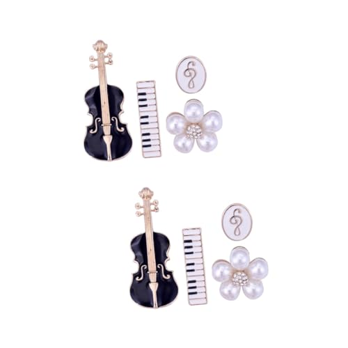 Healvian 2 Sätze Teiliges Brosche Für Frauen Violin Anstecknadel Musikinstrument Lapelpin Für Perfektes Accessoire Für Musikliebhaber 4 Stück * 2 von Healvian