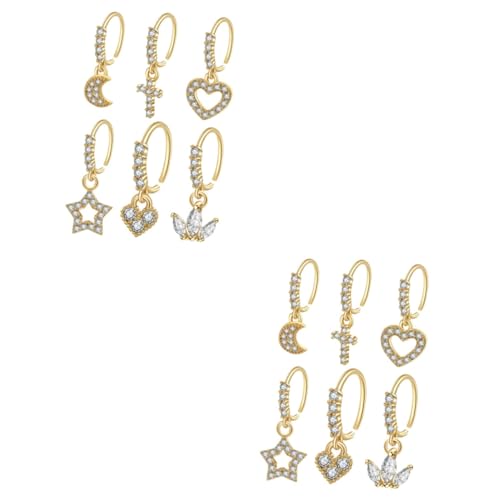 Healvian 2 Sätze Teiliges Nasenringe Mit Zirkonia Sternen Design Für Damen Nasenmanschetten Schmuck Für Partys Besondere Anlässe 6 Stück * 2 von Healvian