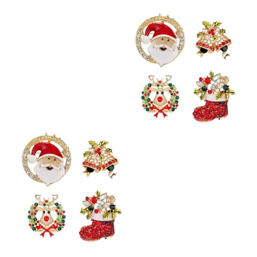 Healvian 2 Sätze Teiliges Weihnachtsbroschen Kreative Anstecknadeln Für Kleidung Mit Glocken Weihnachtsstiefel Und Weihnachtsmann Accessoire Für Festlichkeiten Und 4 Stücke * 2 von Healvian