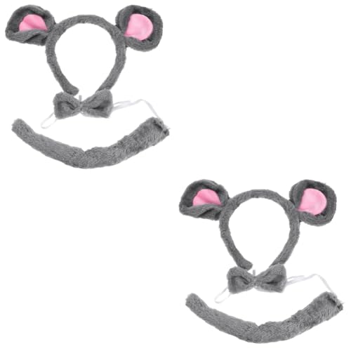 Healvian 2 Sätze Tierkostüm Set Kostüm mit Ohren Haarreif und Fliege für Halloween Cosplay Geburtstagsfeiern und Maskenbälle Flauschig und Bequem für Verschiedene Anlässe von Healvian