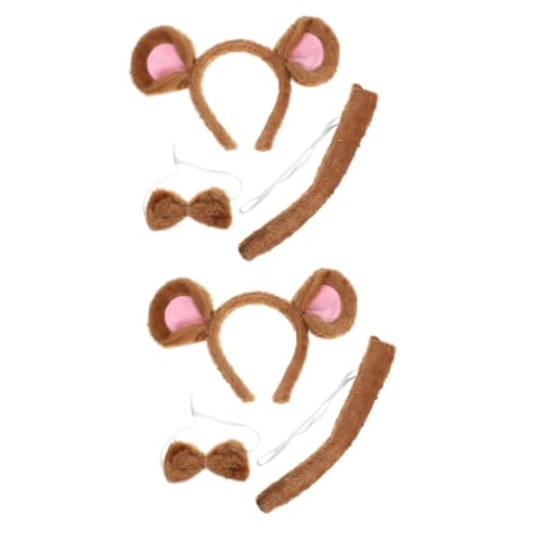 Healvian 2 Sätze Tierkostüm Set für Mäusekostüm mit Haarreif Schwänzchen und Fliege für Karneval Halloween Geburtstagsfeiern und Cosplay Events Bequem und Leicht zu Tragen von Healvian