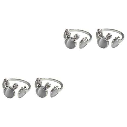 Healvian 2 Sätze Verstellbare Damenring Mit Kaninchen Kawaii Katzenaugenring Für Partys Tägliches Modischer Finger Schmuck 2 Stück * 2 von Healvian