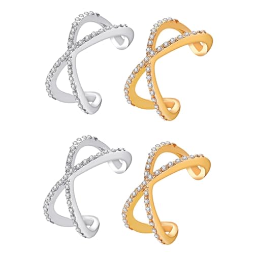 Healvian 2 Sätze Verstellbare Lagen Ringe Mit Strasssteinen Fingerringe Für Damen Herren Für Partys Hochzeiten 2 Stücke * 2 von Healvian