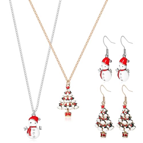 Healvian 2 Satz Ohrringe und Halskette Set für Frauen Teilige Weihnachts Schmuck Kollektion mit Schneemann und Tannenbaum Funkelnde Rhinestone Ohrringe für Festlichkeiten Healvian 2 Satz Ohrringe und Halskette Set für Frauen Teilige Weihnachts Schmuck Kollektion mit Schneemann und Tannenbaum Funkelnde Rhinestone Ohrringe für Festlichkeiten von Healvian