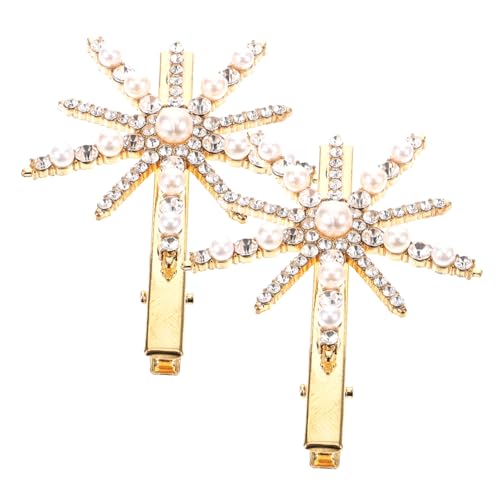 Healvian 2 Stck Schneeflocken Haarklammern mit Perlen und Strass Einzigartige Haarspangen für Damen für Partys und Festliche Anlässe Weihnachten und Hochzeiten von Healvian