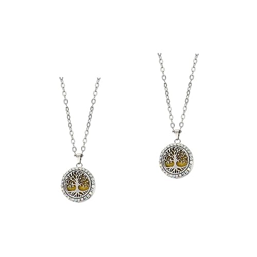 Healvian 2 Stck. Aromatherapie Halskette Anhänger mit Ätherischem Öl Diffusor Schmuck mit Diamantbesatz Damen Duftkette mit Baum Farbige Aromatherapie Pads Modisch und von Healvian