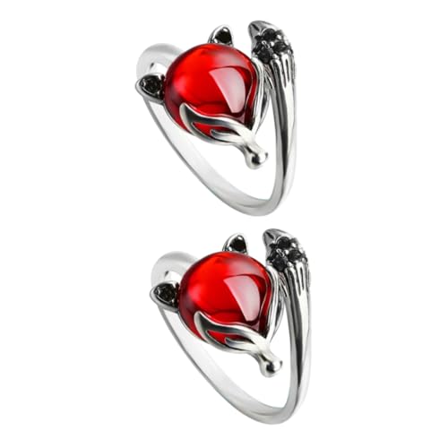 Healvian 2 Stck. Charming Ring Kreativer Ring Antikem Thai für Damen Verstellbar für Festivals Alltagsmode von Healvian