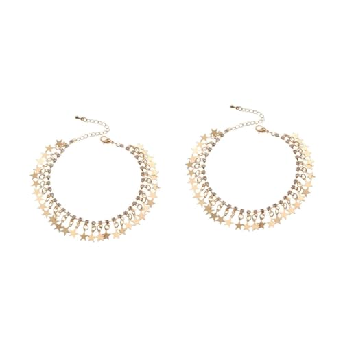 Healvian 2 Stck. Damen Fußkette mit Fünfzackigem Stern Anhänger Verstellbar Modisches Fußschmuck Accessoire für Strand für Sommer Healvian 2 Stck. Damen Fußkette mit Fünfzackigem Stern Anhänger Verstellbar Modisches Fußschmuck Accessoire für Strand für Sommer von Healvian