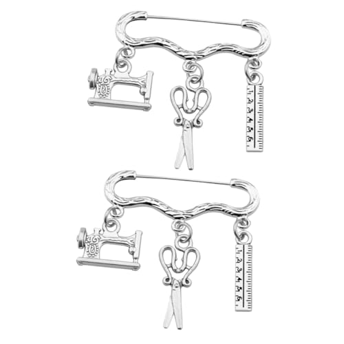 Healvian 2 Stck. Kreative Brosche Form Nähmaschine und Schere Modischer Kleidungspinn für Taschen Schals Hüte und für und Besondere Anlässe von Healvian