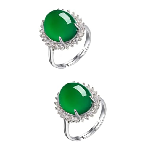 Healvian 2 Stck. Kupferring Jade-ring Mädchen Versprechen Mode-frauen-ring Achatring Eleganter Ringschmuck Green Healvian 2 Stck. Kupferring Jade-ring Mädchen Versprechen Mode-frauen-ring Achatring Eleganter Ringschmuck Green von Healvian