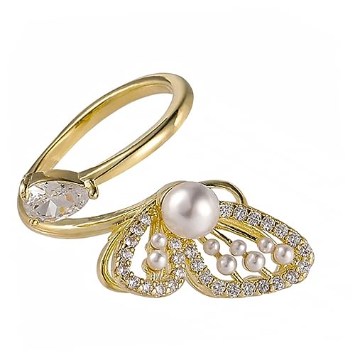 Healvian 2 Stck. Luxuriöser Offener Perlenring für Damen Trendiger Dekorativer Finger Ring Hochwertigem Material Modisches Design für Besondere Anlässe Geschenkidee für Freundinnen Familie von Healvian