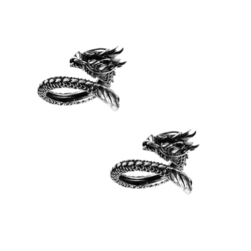 Healvian 2 Stck. Retro Drachenring für Herren Ethnischer Verstellbarer Ring Vintage Hand Schmuck Offener Ring für Besondere Anlässe Modisches Accessoire von Healvian