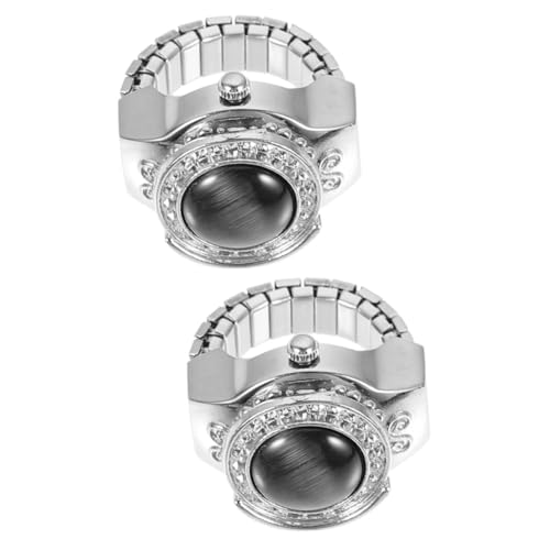 Healvian 2 Stck. Retro Finger Ring Uhr Metall Kreative Schmuckuhr für Damen Stilvolle Fingeruhr Modisches Accessoire für Hochwertiges Material mit Glänzendem Finish Einzigartiges Design zur von Healvian