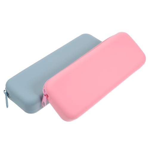 Healvian 2 Stck. Silikon Kosmetiktasche Teiliges Rechteckige Make Up Pinsel Aufbewahrungstasche Wasserfest Tragbar Leicht und Abwaschbar für Reise Damen Mädchen Kosmetik Pinselhalter von Healvian