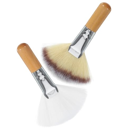 Healvian 2 Stck. Teiliges Fan Gesichtsmakeup Pinsel Weiche Borsten Kurzer Griff für Lose Puder Präzise Anwendung Handlich Sicher für Frauen Geeignet von Healvian