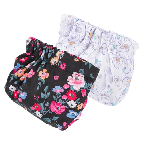 Healvian 2 Stck. Tragbare Kosmetiktasche für Damen Makeup Organizer mit Reißverschluss Kleine Schminktasche für Lippenstifte und Reisebedarf Schwarz mit Blumenmuster und Weiß mit Blauem von Healvian