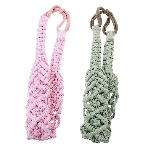 Healvian 2stücke Boho Damen Stirnbänder Gehäkelt Elastisch Für Training Laufen Sport Yoga Häkelstirnband Geflochten Dekorativ Leicht Zart Modisch Bequem Tragbar von Healvian