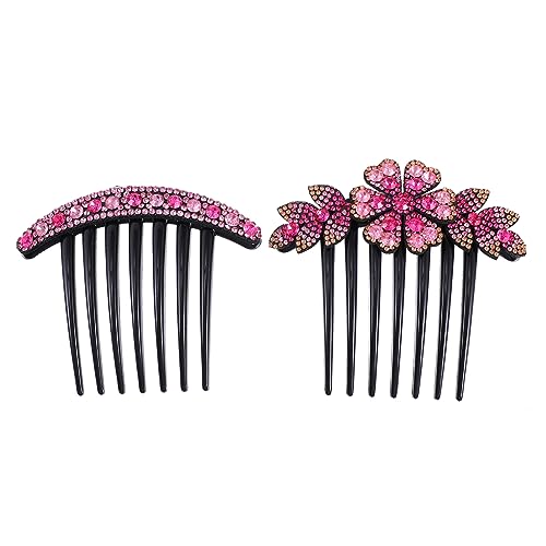 Healvian 2stücke Strass Haarnadel Rosa Kamm Rutsch Haar Für Frauen Mädchen Hochwertige Materialien Langlebigkeit von Healvian
