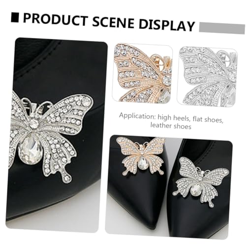 Healvian 2 Stück Abnehmbare Schmetterling Schuhclips Strass Schuhschmuck für Damen Hochzeit Sandalen und High Heels Schuhschnallen Zubehör Elegant und Leicht von Healvian