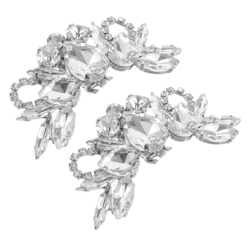 Healvian 2 Stück Abnehmbare Silberne Schuhclips mit Strasssteinen Teiliges Dekorative Hochzeitsschmuck Charms für Damenschuhe Passend für High Heels Flats und Sandalen Langlebig und Einfach von Healvian