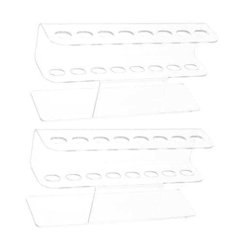 Healvian 2 Stück Acryl Stifthalter mit Fächern Transparenter Nagelwerkzeug Organizer Langlebiger Nail Practice Display Stand Rutschfester Lash Extension Ständer für Büro und Zuhause von Healvian