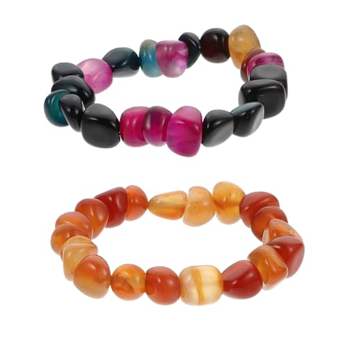 Healvian 2 Stück Agate Bracelet Teiliges Armband Unregelmäßigem Achat für Yoga Dekoration Gemstone Beaded Bracelet für Männer Frauen Stilvoller Modeschmuck für Anlässe von Healvian