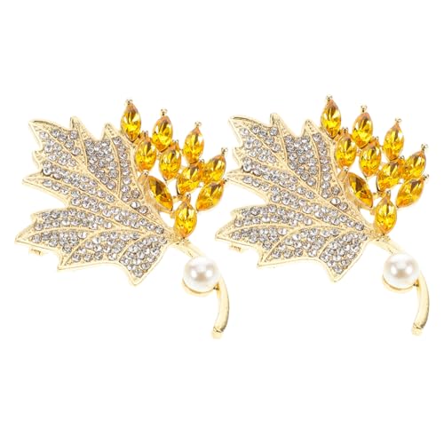 Healvian 2 Stück Ahornblatt Brosche Damen Perlenbrosche Winterbrosche Revers Pullover Ahornblatt Anstecknadel Retro Herbstbroschen Für Damen Dekoration Schmuck Anstecknadeln Und von Healvian