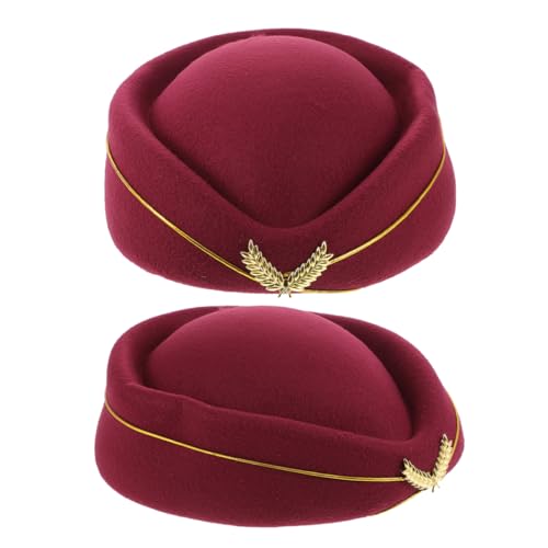 Healvian 2 Stück Airline Uniform Kappe für Frauen Cosplay Accessoire Weinrot für Halloween und Partys Atmungsaktivem Gefertigt für Langen Tragekomfort und Stilvolle Auftritte Healvian 2 Stück Airline Uniform Kappe für Frauen Cosplay Accessoire Weinrot für Halloween und Partys Atmungsaktivem Gefertigt für Langen Tragekomfort und Stilvolle Auftritte von Healvian