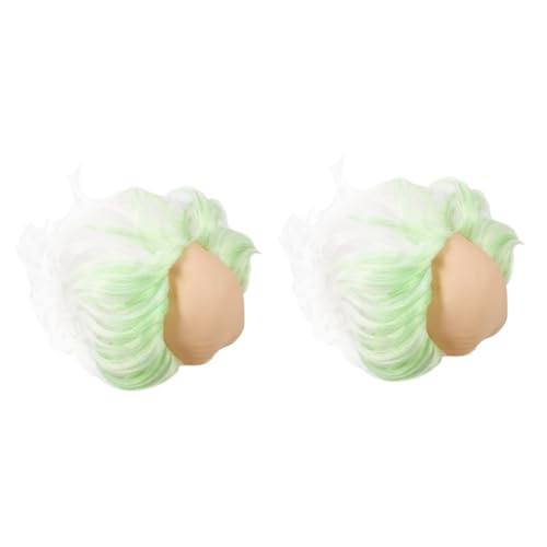 Healvian 2 Stück Bald Cap Perücke Halloween Cosplay Haaraccessoire Kostüm Party Zubehör Lustige Glatzenkappe Herren Karneval Verkleidung Prop von Healvian
