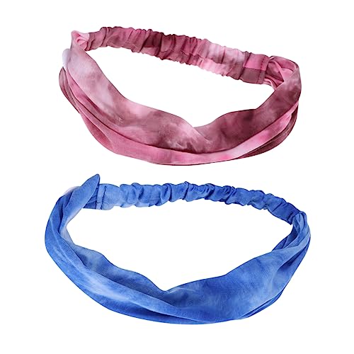 Healvian 2 Stück Batik Kopfbänder mit Ohrenschutz Atmungsaktive Yoga Sport Kopfbedeckung Multifunktionales Fitness Stirnband für Damen Herren von Healvian