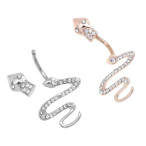 Healvian 2 Stück Bauchnabelringe aus Chirurgischem Schlangen Design Hautfreundlich Langlebig Modischer Nabelpiercing Schmuck für Damen und Mädchen für Party und Alltag von Healvian
