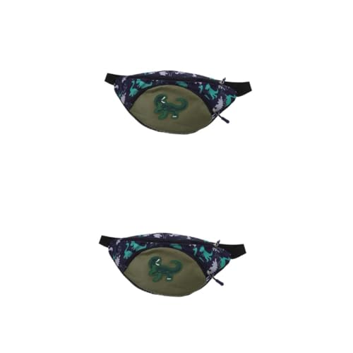 Healvian 2 Stück Bauchtasche Dinosaurier Brustbeutel mit Verstellbarem Gurt Grüne Crossbody Tasche für Jungen und Mädchen Elastischer Hüftgürtel Strapazierfähiges Material von Healvian