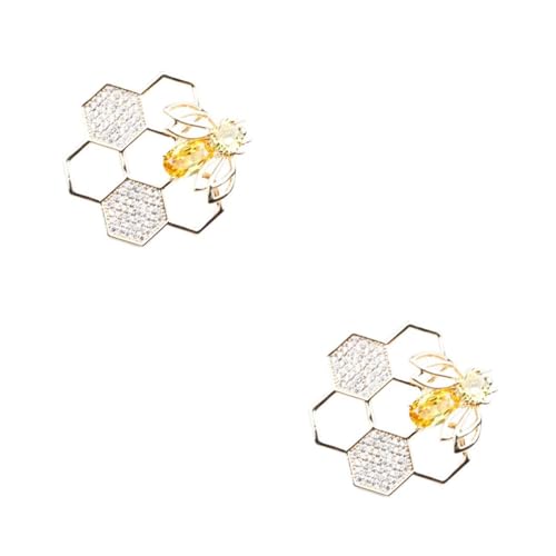 Healvian 2 Stück Bienenbrosche Geometrische Form Anstecknadel für Anzüge Pullover Elegantes Dekorationsaccessoire für Hochzeit Besondere Anlässe von Healvian