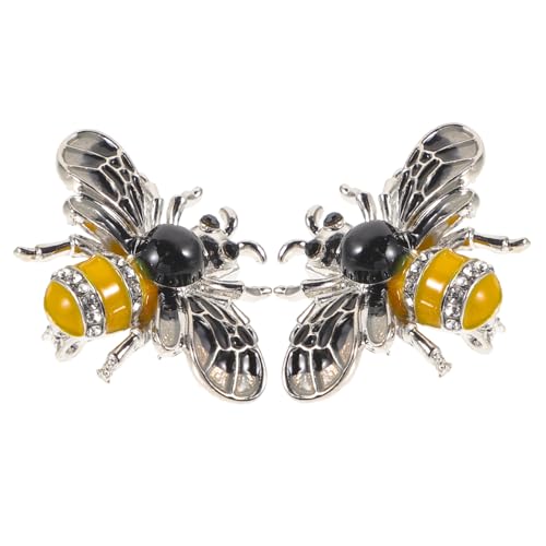 Healvian 2 Stück Bienenbroschen für Damen Anstecknadeln mit Glänzender Verschleißfester Oberfläche Dekorative Insekten Pins für Kleidung Pullover Taschen für Partys und Alltag von Healvian