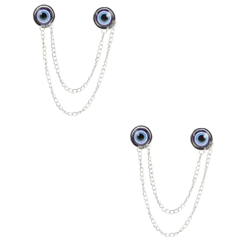 Healvian 2 Stück Blue Eye Brosche Schalklammern dekorativer Clip für Kleid Mode-Kleid-Clips Kragenclip Kleidung Cinch-Clip Hemdkragen-Clip Kragennadelkette Legierung von Healvian