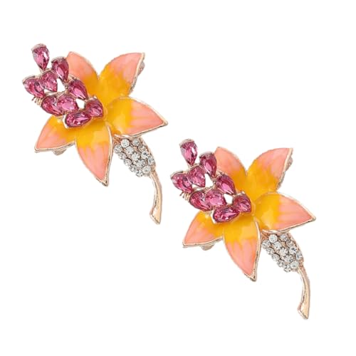 Healvian 2 Stück Blumen Brosche Frauenkleid Strassbrosche Pin Bobby Party Brosche Für Frauen Anstecknadel Für Kleidung Anzug Reversnadel Schnell Korsage Legierung Orange von Healvian