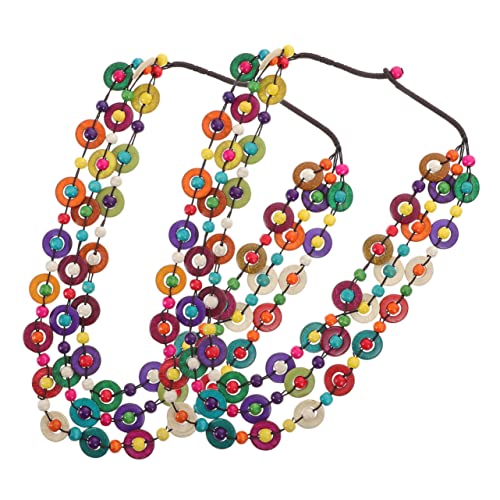 Healvian 2 Stück Bohemia Retro Holzperlen und Kokosnuss Bunte Ethno Schmuckstücke für Damen Einzigartige Statement Halskette im Vintage Stil von Healvian
