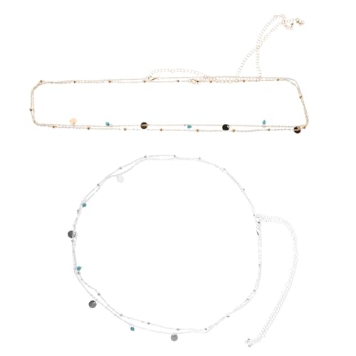 Healvian 2 Stück Boho Bauchkette mit Anhänger Verstellbare Metall Body Chain Links Stylische Bauch Schmuck für Frauen Party Festival und Urlaub von Healvian