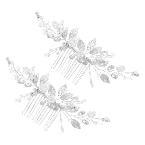 Healvian 2 Stück Braut Haarschmuck mit Kunstperlen und Kristallblatt Hochzeits Haarspangen für und Mädchen für Hochzeiten und Partys von Healvian