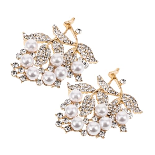 Healvian 2 Stück Broschen mit Blattform Imitationsperlen und Strass Anstecknadeln aus Langlebiger Zinklegierung für Anzüge Vielseitig Tragbar als Schmuckaccessoire für Damen von Healvian