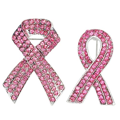 Healvian 2 Stück Brustbewusstseins Brosche mit Rosa Band Charity Event Anstecknadel für Frauen als Modisches Accessoire oder zur Unterstützung der Brustkrebs Prävention von Healvian