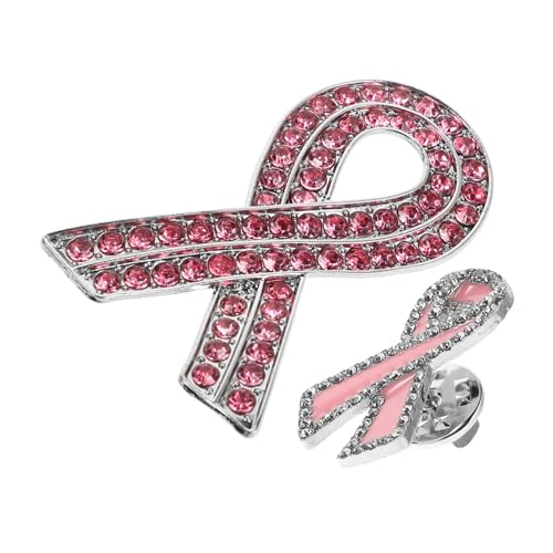 Healvian 2 Stück Brustkrebs Bewusstseinsbroschen Langlebiger Legierung Rosa Schleifen Anstecknadeln für Frauen Vielseitig Tragbar Kleidung Rucksack Hut und Schal Elegantes Charity von Healvian