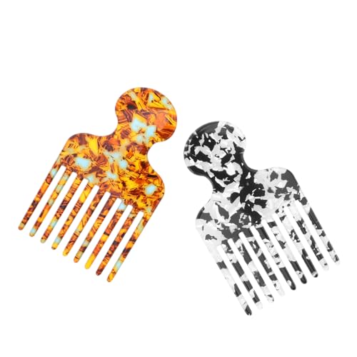 Healvian 2 Stück Bunte Acetat Afro Pick Kämme mit Feinen Zähnen Antistatisch für Präzises Styling Haarhighlighting und Frizzkontrolle Leicht Langlebig Geeignet für Männer und Frauen von Healvian