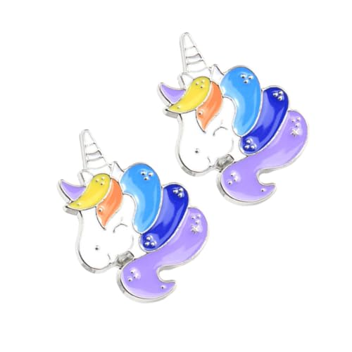 Healvian 2 Stück Bunte Einhorn Broschen Anstecknadeln Cartoon Design Langlebig Sicher für Kleidung Taschen Hüte Schals Mädchen Party Accessoires von Healvian