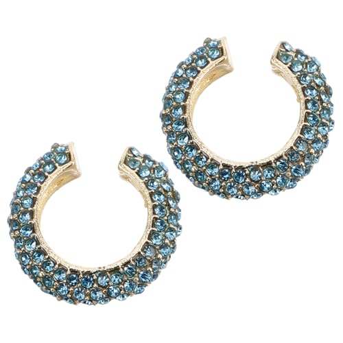 Healvian 2 Stück C Förmige Strass Ohrclips Set Chunky Ear Cuff Damen Ohrschmuck Nicht Piercing Sicher Komfortabel Legierung Glänzend von Healvian