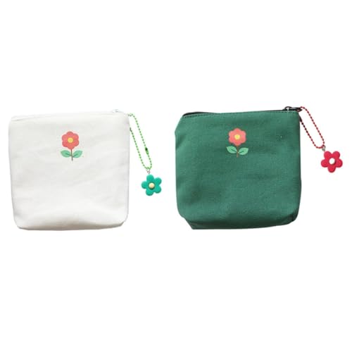 Healvian 2 Stück Canvas Aufbewahrungstasche Münzbeutel Praktisch Tragbar Strapazierfähig für Karten Bargeld und Hygieneartikel Moderner Organizer für Alltag und Reisen Grün Zufällige Farbe von Healvian
