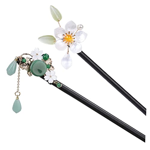 Healvian 2 Stück Chinesische Haarnadeln Set Teilig Haarschmuck mit Blumen Anhänger Vintage Stil für Damen Hochzeit Party Alltagsgebrauch von Healvian