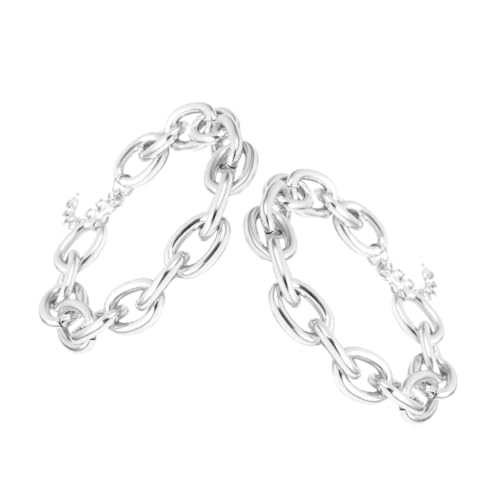 Healvian 2 Stück Chunky Link Statement Kette Vintage Punk Choker Halskette aus Aluminium Geometrisch Minimalistisch Vielseitig für Damen und Herren von Healvian
